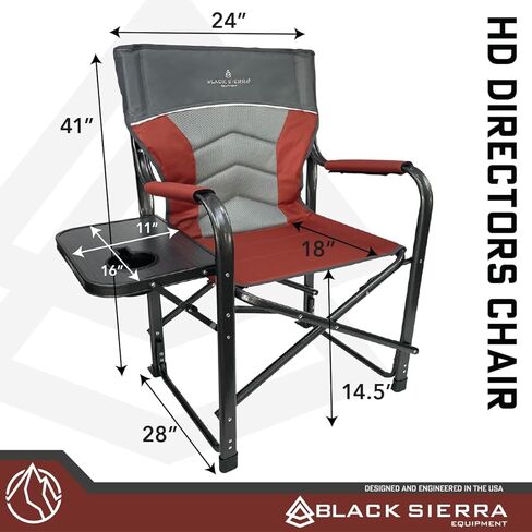 XL Directors Chair with Foldable Side Table, Heavy Duty Camp Chair supports 400 Lbs, Oversize Outdoor Folding Seat with High Back and Padded Armrests for Lawn, Beach, Tailgating, Sports (Blue Plaid) in Kuwait