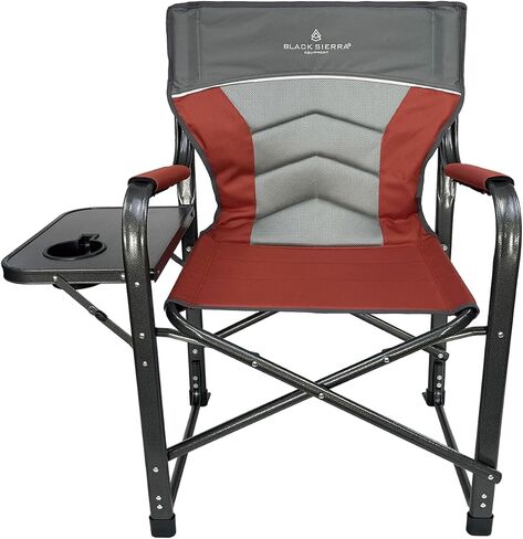 XL Directors Chair with Foldable Side Table, Heavy Duty Camp Chair supports 400 Lbs, Oversize Outdoor Folding Seat with High Back and Padded Armrests for Lawn, Beach, Tailgating, Sports (Blue Plaid) in Kuwait