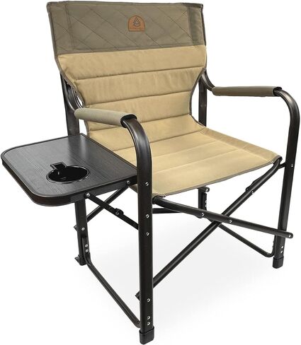 XL Directors Chair with Foldable Side Table, Heavy Duty Camp Chair supports 400 Lbs, Oversize Outdoor Folding Seat with High Back and Padded Armrests for Lawn, Beach, Tailgating, Sports (Blue Plaid) in Kuwait
