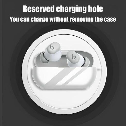 [3 in 1] Compatible with Beats Solo Buds Case Cover with Keychain, Soft Clear TPU Anti-Fall Shockproof Protective Case for Men Women with Cleaning Kit, 3C-BT-111017-Clear in Saudi Arabia