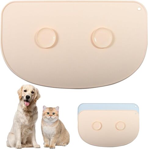Large Silicone Pet Food Mat - Cat Dog Bowl Yellow Feeding Placemat with Double Suction Cup High Edges Waterproof Non Slip Mat Dog Mat for Food and Water （Small Medium Big Pet Feeding Mat） in Saudi Arabia