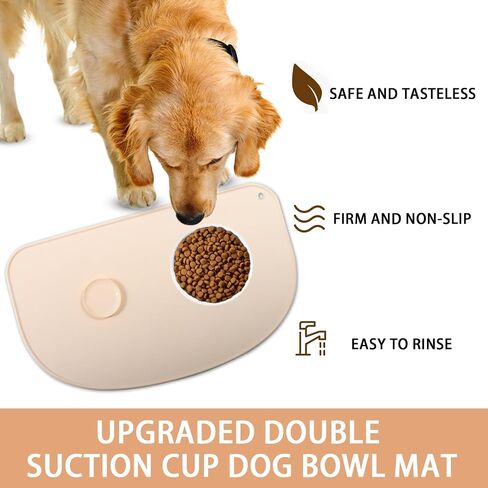 Large Silicone Pet Food Mat - Cat Dog Bowl Yellow Feeding Placemat with Double Suction Cup High Edges Waterproof Non Slip Mat Dog Mat for Food and Water （Small Medium Big Pet Feeding Mat） in Saudi Arabia