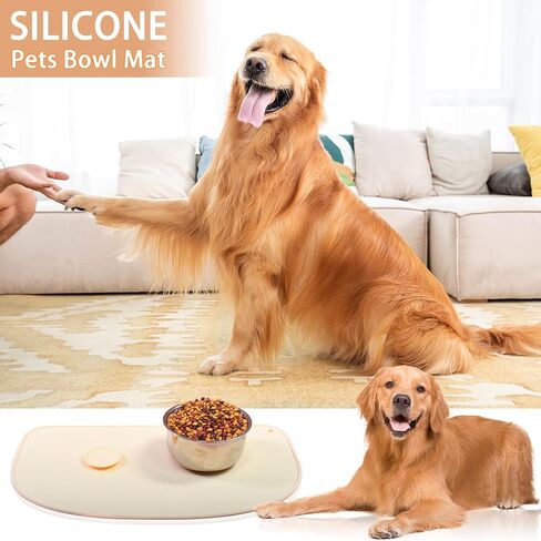 Large Silicone Pet Food Mat - Cat Dog Bowl Yellow Feeding Placemat with Double Suction Cup High Edges Waterproof Non Slip Mat Dog Mat for Food and Water （Small Medium Big Pet Feeding Mat） in Saudi Arabia