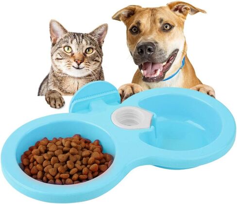 Double Pet Cat Dog Puppy Bowls 9.7 x 3.9 x 1.4in Colorful PP Hanging Pet Food Water Feeder for Crate Cage Small(Blue) in Saudi Arabia