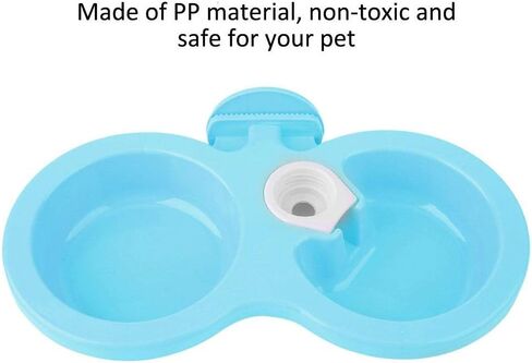 Double Pet Cat Dog Puppy Bowls 9.7 x 3.9 x 1.4in Colorful PP Hanging Pet Food Water Feeder for Crate Cage Small(Blue) in Saudi Arabia