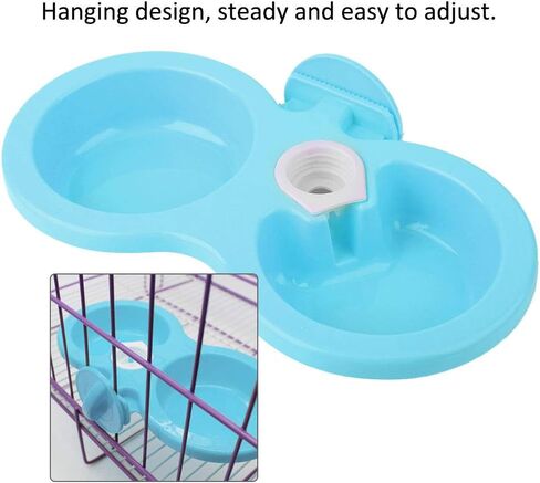 Double Pet Cat Dog Puppy Bowls 9.7 x 3.9 x 1.4in Colorful PP Hanging Pet Food Water Feeder for Crate Cage Small(Blue) in Saudi Arabia