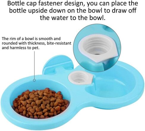 Double Pet Cat Dog Puppy Bowls 9.7 x 3.9 x 1.4in Colorful PP Hanging Pet Food Water Feeder for Crate Cage Small(Blue) in Saudi Arabia