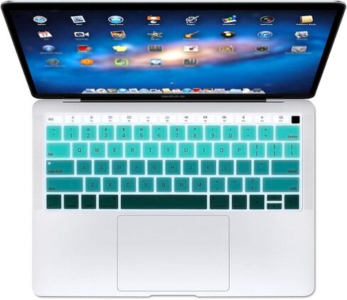 HRH Silicone Keyboard Cover Skin for MacBook Air 13 Inch 2018 Release A1932 with Retina Display and Touch ID USA Layout,Rainbow in Kuwait