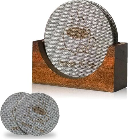 2 Packs 53.5mm Espresso Puck Screen with Stand, Reusable Coffee Filters Compatible with Breville Barista 54mm Portafilter Basket, 1.7mm Thickness 150μm 316 Stainless Steel Espresso Machine Accessories in Saudi Arabia