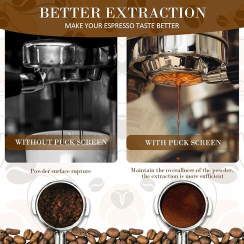 2 Packs 53.5mm Espresso Puck Screen with Stand, Reusable Coffee Filters Compatible with Breville Barista 54mm Portafilter Basket, 1.7mm Thickness 150μm 316 Stainless Steel Espresso Machine Accessories in Saudi Arabia