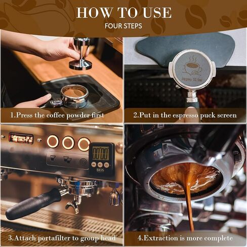 2 Packs 53.5mm Espresso Puck Screen with Stand, Reusable Coffee Filters Compatible with Breville Barista 54mm Portafilter Basket, 1.7mm Thickness 150μm 316 Stainless Steel Espresso Machine Accessories in Saudi Arabia