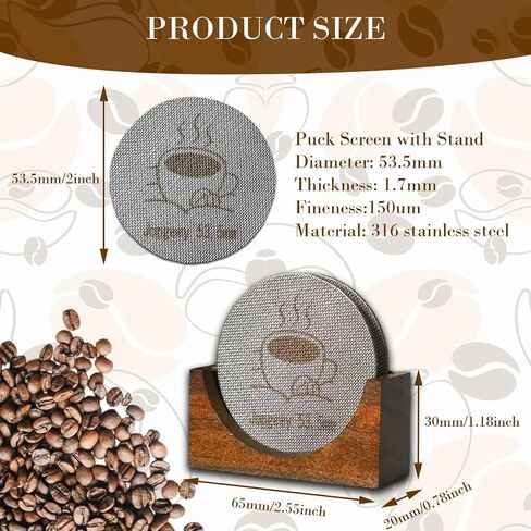 2 Packs 53.5mm Espresso Puck Screen with Stand, Reusable Coffee Filters Compatible with Breville Barista 54mm Portafilter Basket, 1.7mm Thickness 150μm 316 Stainless Steel Espresso Machine Accessories in Saudi Arabia
