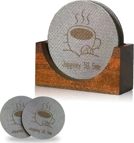 2 Packs 53.5mm Espresso Puck Screen with Stand, Reusable Coffee Filters Compatible with Breville Barista 54mm Portafilter Basket, 1.7mm Thickness 150μm 316 Stainless Steel Espresso Machine Accessories in Saudi Arabia