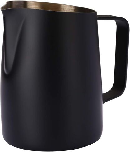 Espresso Steaming Pitcher, Espresso Milk Frothing Pitcher Stainless Steel, Coffee Latte Art Cup 14.2 OZ (420ml) Black in Saudi Arabia