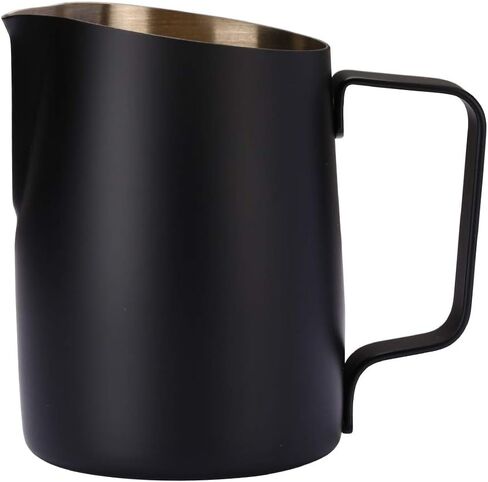 Espresso Steaming Pitcher, Espresso Milk Frothing Pitcher Stainless Steel, Coffee Latte Art Cup 14.2 OZ (420ml) Black in Saudi Arabia