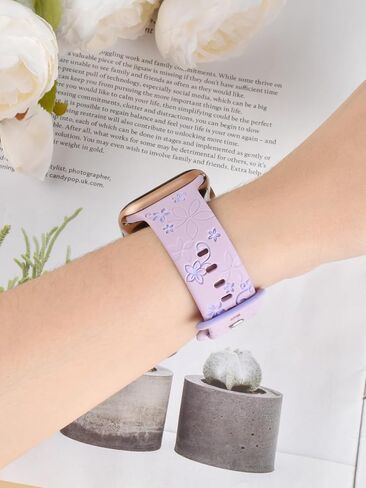 3 Packs Floral Engraved Bands Compatible with Apple Watch Band 40mm 38mm 41mm 42mm 44mm 45mm 49mm Women, Cute Two-Tone Flower Soft Silicone Sport Strap for iWatch Series SE 9 8 7 6 5 4 3 2 1 Ultra in Saudi Arabia
