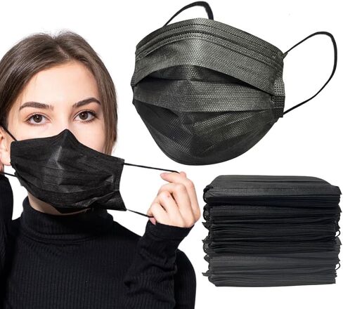 60PCS Black Disposable Face Masks, 3 Layer Protection Face Masks for Adult, Teenager, Seniors in Saudi Arabia
