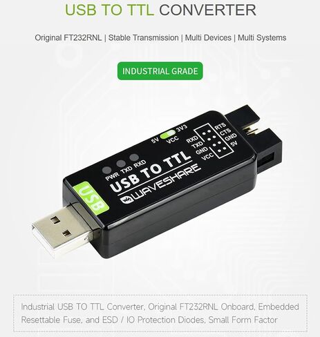 Industrial USB TO TTL Converter Board, with Original FT232RNL Better Stability&Compatibility, Embed Resettable Fuse ESD/IO Protection Diodes Compatible with Mac Linux Android WinCE Win7/8/8.1/10/11 in Kuwait