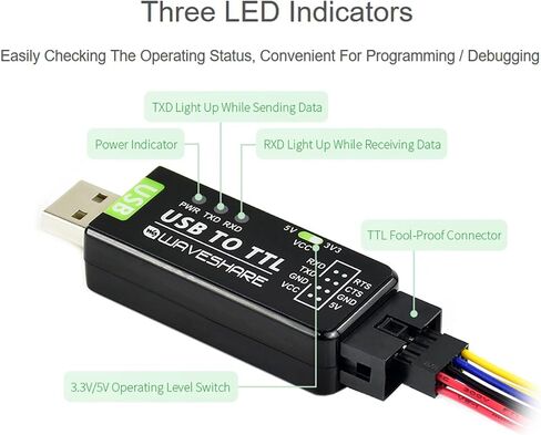 Industrial USB TO TTL Converter Board, with Original FT232RNL Better Stability&Compatibility, Embed Resettable Fuse ESD/IO Protection Diodes Compatible with Mac Linux Android WinCE Win7/8/8.1/10/11 in Kuwait