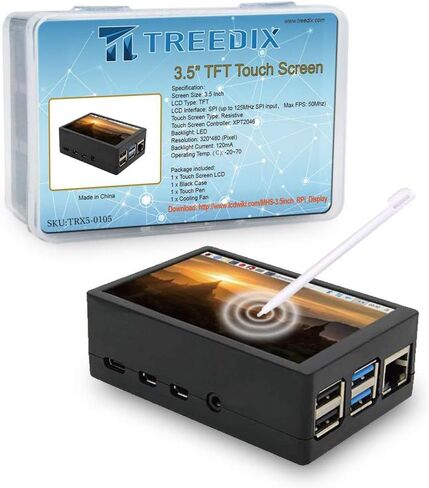 وحدة شاشة لمس TFT مقاس 3.5 بوصة بدقة 50 هرتز وشاشة LCD بدقة 320 × 480 مع حافظة ABS وقلم لمس ومروحة تبريد متوافقة مع Raspberry 4B Pi4 in Saudi Arabia