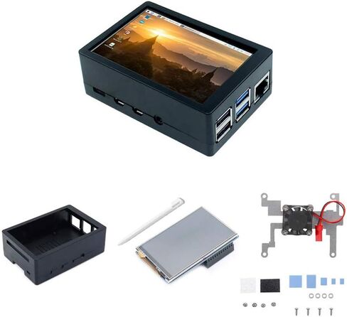 وحدة شاشة لمس TFT مقاس 3.5 بوصة بدقة 50 هرتز وشاشة LCD بدقة 320 × 480 مع حافظة ABS وقلم لمس ومروحة تبريد متوافقة مع Raspberry 4B Pi4 in Saudi Arabia