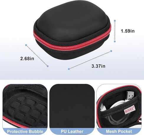 حقيبة حمل BOVKE لهاتف Sony WF-1000XM5 سماعات أذن بلوتوث لاسلكية بخاصية إلغاء الضوضاء، جيب إضافي لكابل الشحن وأطراف سماعات الأذن، أسود in Kuwait
