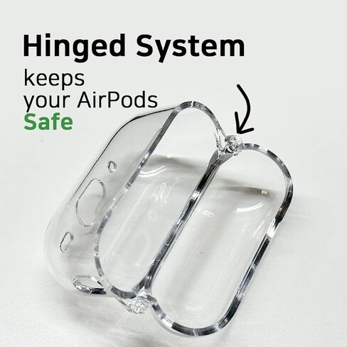 Airpods Pro (2022) (2nd Gen) حافظة صلبة مدرعة شفافة مع نظام مفصلي مضاد للفصل / لا يوجد اصفرار / متوافق مع الشحن اللاسلكي in Saudi Arabia