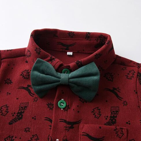 Baby Boy Christmas Outfit Toddlers Xmas 4PCS Bow-tie Shirt and Suspender Pants Gentleman Set in Saudi Arabia