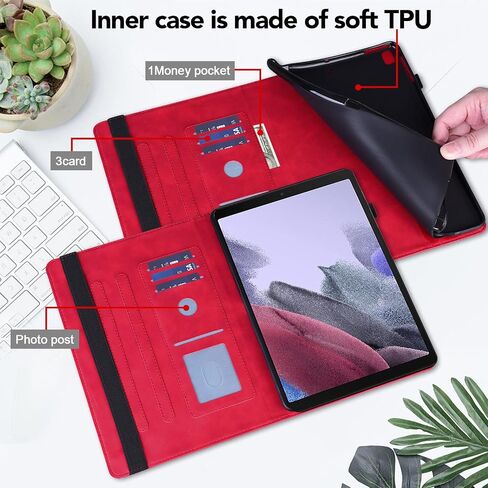 Case for Samsung Galaxy Tab A9 Plus Case, PU Leather Cover Embossed Flower Flip Stand Case with Elastic Band & Card Holder for Galaxy Tab A9 Plus Tablet - Purple in Saudi Arabia