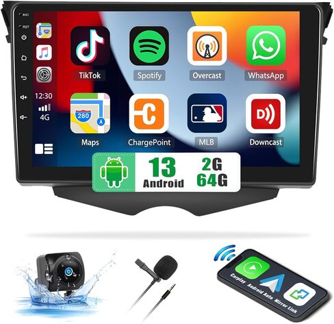 UNITOPSCI 2G+64G Android 13 ستيريو سيارة لشركة Hyundai Veloster 2011-2015 راديو لاسلكي Apple CarPlay Android Auto 9 بوصة شاشة لمس بلوتوث GPS ملاحة FM/RDS WiFi HiFi USB SWC+كاميرا احتياطية ميكروفون in Saudi Arabia