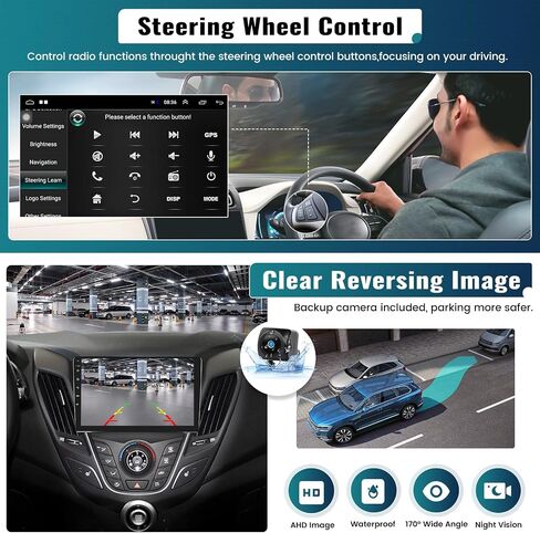 UNITOPSCI 2G+64G Android 13 ستيريو سيارة لشركة Hyundai Veloster 2011-2015 راديو لاسلكي Apple CarPlay Android Auto 9 بوصة شاشة لمس بلوتوث GPS ملاحة FM/RDS WiFi HiFi USB SWC+كاميرا احتياطية ميكروفون in Saudi Arabia