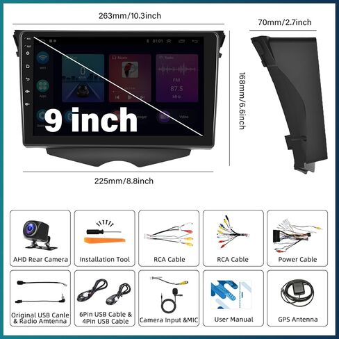 UNITOPSCI 2G+64G Android 13 ستيريو سيارة لشركة Hyundai Veloster 2011-2015 راديو لاسلكي Apple CarPlay Android Auto 9 بوصة شاشة لمس بلوتوث GPS ملاحة FM/RDS WiFi HiFi USB SWC+كاميرا احتياطية ميكروفون in Saudi Arabia