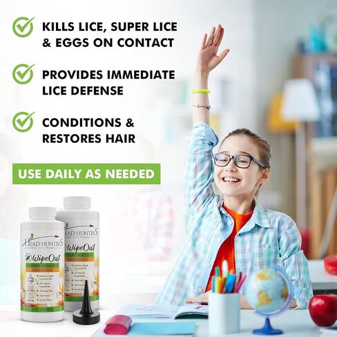 Head Hunters Pro Kit - Wipeout Natural Lice Treatment Extra Strength Family Head Lice Shampoo & Lice Comb - Kills Lice, Super Lice, and Nits - Non-Toxic Head Lice Treatment for Adults & Children, 12oz in Saudi Arabia
