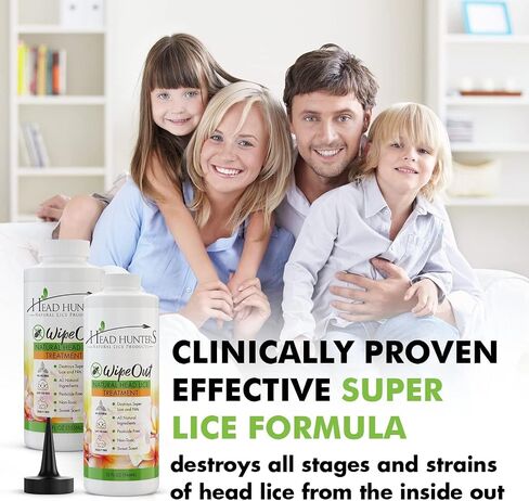 Head Hunters Pro Kit - Wipeout Natural Lice Treatment Extra Strength Family Head Lice Shampoo & Lice Comb - Kills Lice, Super Lice, and Nits - Non-Toxic Head Lice Treatment for Adults & Children, 12oz in Saudi Arabia