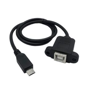 CERRXIAN 50cm Micro USB 5pin Male to USB Type B 2.0 Female Extension Panel Mount Data and Charge Cable with Screws Holes