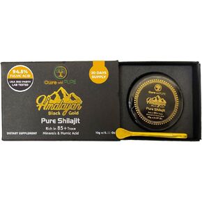 Cure wid Pure Authentic Shilajit Resin Organic & Gold Grade from Himalaya 100% Pure Natural Shilajit For Men & Women for Energy,Vitality & Immune Support-Source of Fulvic Acid & 85+ Trace Minerals 1oz