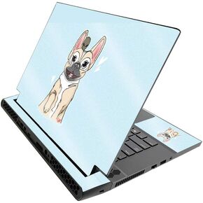 MightySkins Glossy Glitter Skin for Alienware M15 R3 (2020) & M15 R4 (2021) - Frenchie Love | Durable High-Gloss Glitter Finish | Easy to Apply and Change Style | Made in The USA