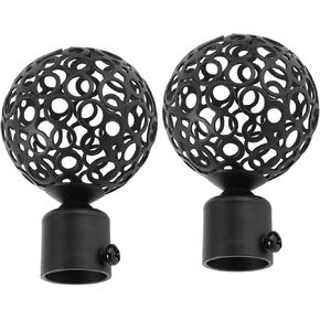 Window Curtain Rod End Cap 4 Pcs Metal Curtain Pole End Plug Caps for 3/4 or 7/8 Inch(18mm-22mm) Diameter Drapery Curtain Rod Finials, Black