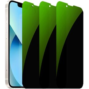 3 Pack Anti-Blue Privacy Tempered Glass Suit for iPhone 14 / iPhone 13 / iPhone 13 Pro Anti-Spy Screen Protector Anti-Peeping Film 9H Hardness Anti-scratch 6.1 inch (Green)
