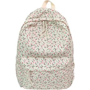 Cute Flowers Backpack 2024 Floral Print Preppy Backpack Kawaii Aesthetic Backpack Leisure Daypack Travel Bag Large Capacity, 11.41X5.11X15.74in, Beige B