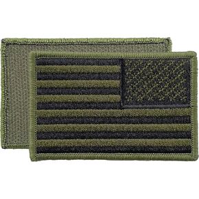USA American Flag Patch 3 x 2 Templar Armoury - Premium Embroidered - Hook and Loop - United States of America - Military Uniform - US Flag Patch - Olive Drab Green (Left Side)