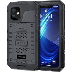 Mitywah Waterproof Case for iPhone 12, Heavy Duty Shockproof Case with Built-in Screen Protector, Full Body Underwater Protective Metal Case 6.1 inch, Camouflage