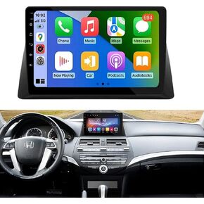 Android 13.0 Double Din Car Stereo - CarPlay Android Auto Car Audio Multimedia Receiver 10 Inch Touch Screen Car Radio with GPS Bluetooth ＆ Backup Camera for Honda Accord 8th 2008-2013