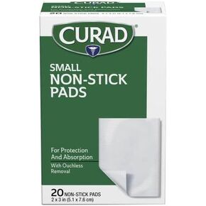 Curad Small Non-Stick Pads With Adhesive Tabs 2 Inches X 3 Inches 20 Each