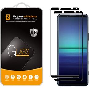 Supershieldz (2 Pack) Designed for Sony (Xperia 5 II) Tempered Glass Screen Protector, (Full Screen Coverage) Anti Scratch, Bubble Free (Black)