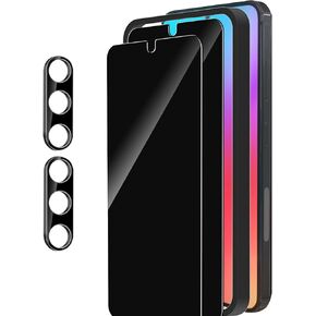 2 Pcs for Samsung Galaxy S24 Ultra Privacy Screen Protector Tempered Glass with 2 Pcs Camera Lens Protector with Alignment Tool for Samsung S24 Ultra 5G