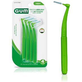 GUM Proxabrush Go-Betweens - Angled- Interdental Brushes - Soft Bristled Dental Picks for Plaque Removal Health - Safe for Braces & Dental Devices, 4ct (4pk)