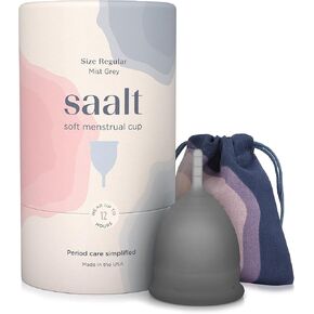 Saalt Soft Menstrual Cup - Best Sensitive Reusable Period Cup - Wear for 12 Hours - Tampon and Pad Alternative (Regular (Pack of 1), Desert Blush)