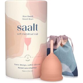 Saalt Soft Menstrual Cup - Best Sensitive Reusable Period Cup - Wear for 12 Hours - Tampon and Pad Alternative (Regular (Pack of 1), Desert Blush) in Saudi Arabia