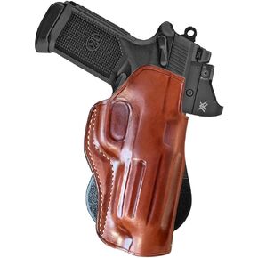 Optic Ready/Red Dot Sight Leather Paddle Holster Fits FNX 45 Tactical 45 ACP 5.3'' Threaded Barrel, Right Hand Draw, Brown Color #1314#